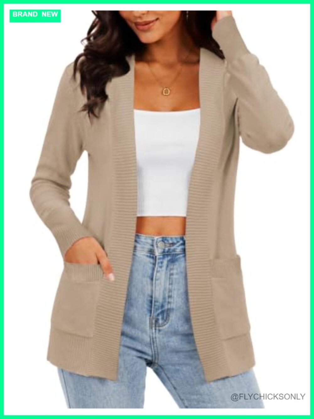 Women's Open Front Cardigan Sweater with Pockets S-XXL
